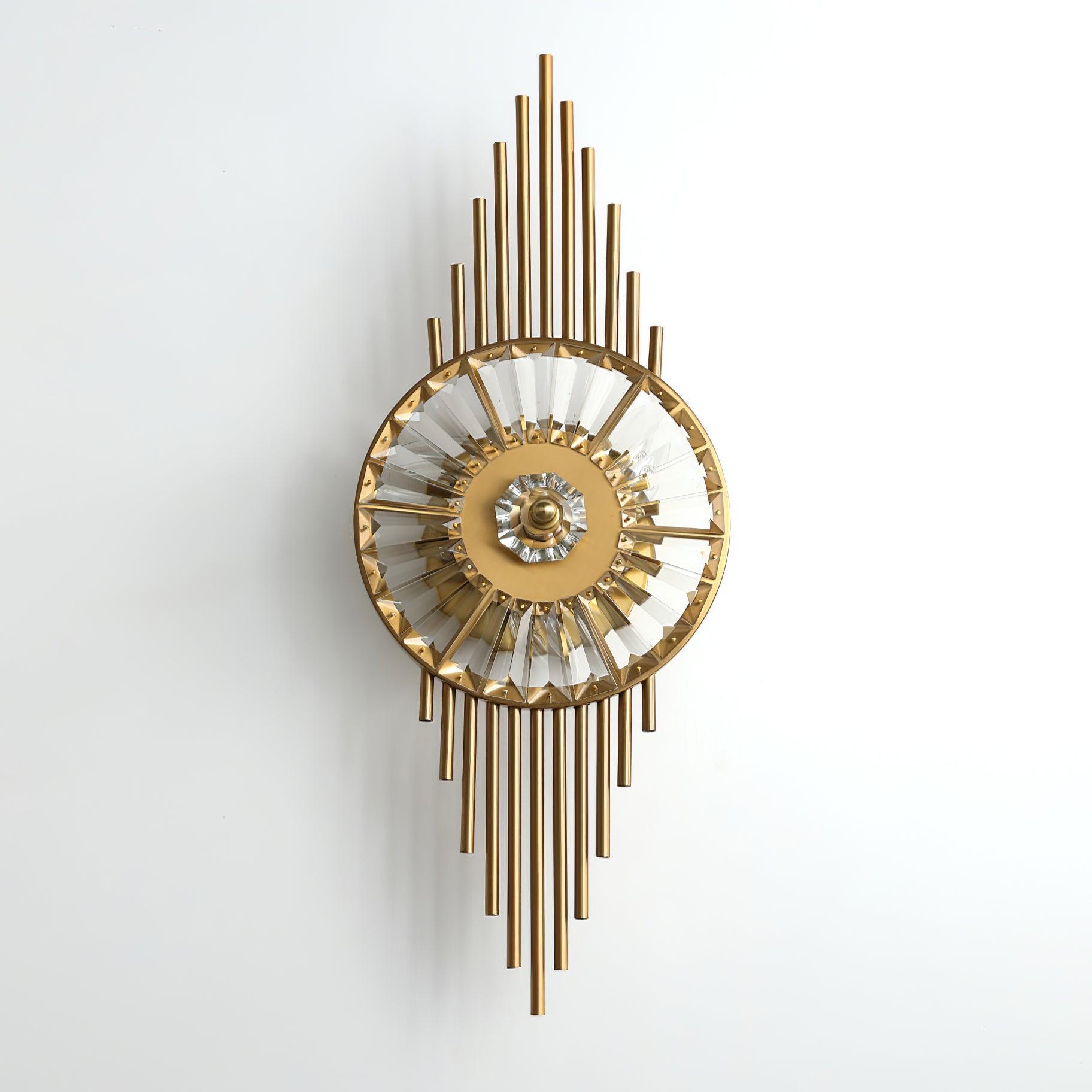 Crystal Gear Gold Wall Light ∅ 9.8″ x H 25.6″ / Dia 25cm x H 65cm / Gold & Clear crystal glass Wall lamp