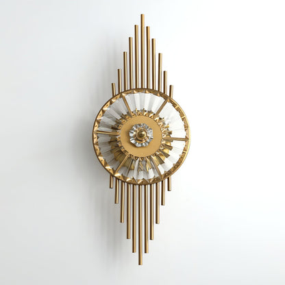 Crystal Gear Gold Wall Light ∅ 9.8″ x H 25.6″ / Dia 25cm x H 65cm / Gold & Clear crystal glass Wall lamp