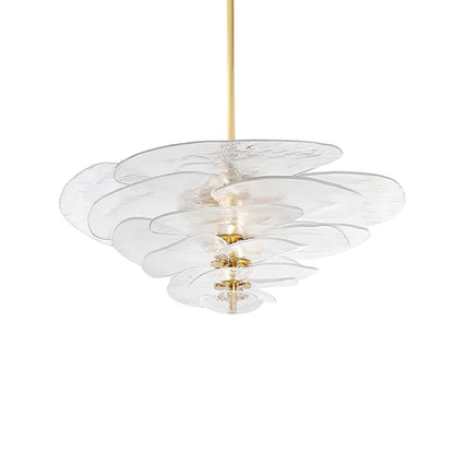 Petals Gold Murano Chandelier 20-lights ∅ 35.4″ x H 17.7″ / Clear & Gold 1001 Chandelier