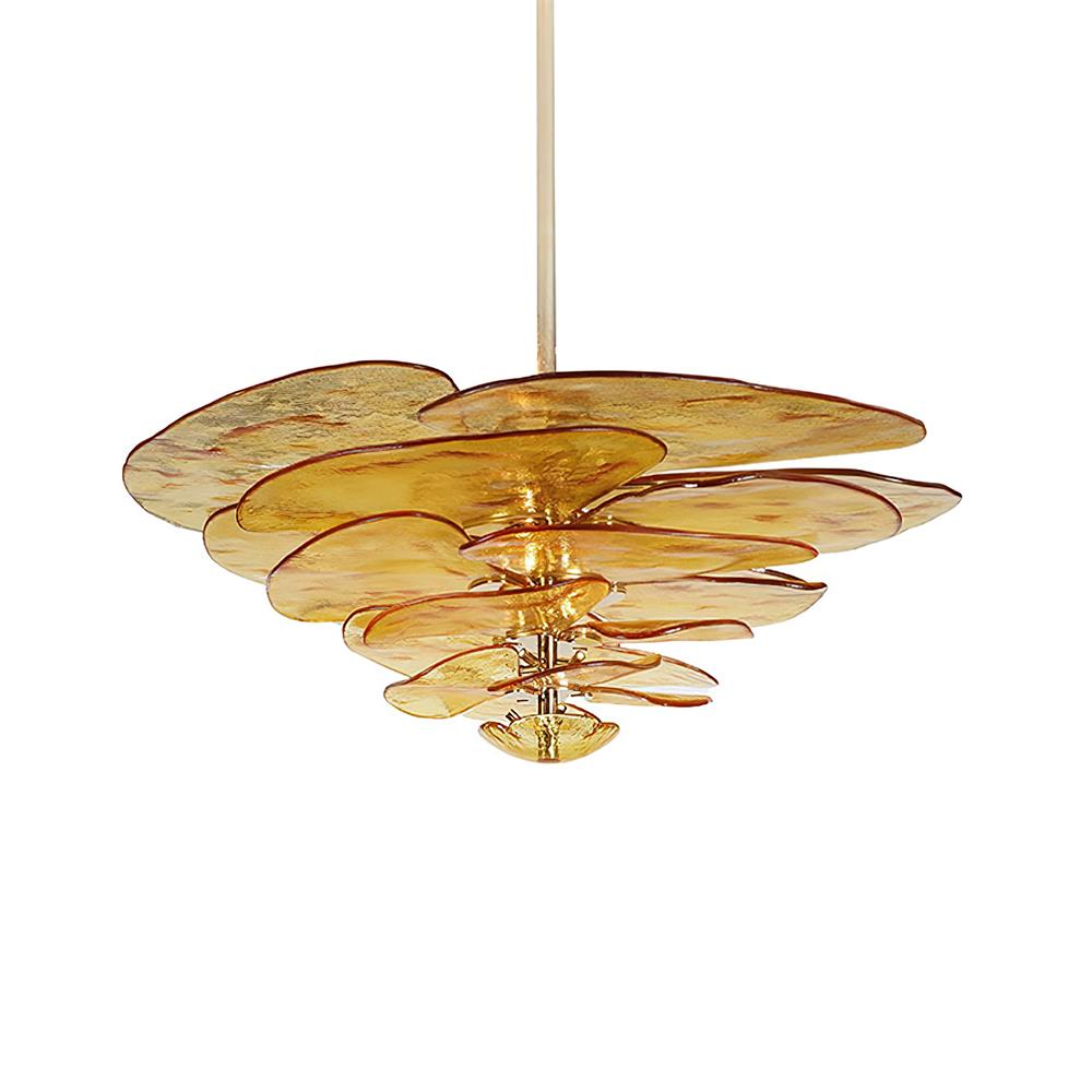 Petals Gold Murano Chandelier 20-lights ∅ 35.4″ x H 17.7″ / Amber & Gold 1001 Chandelier
