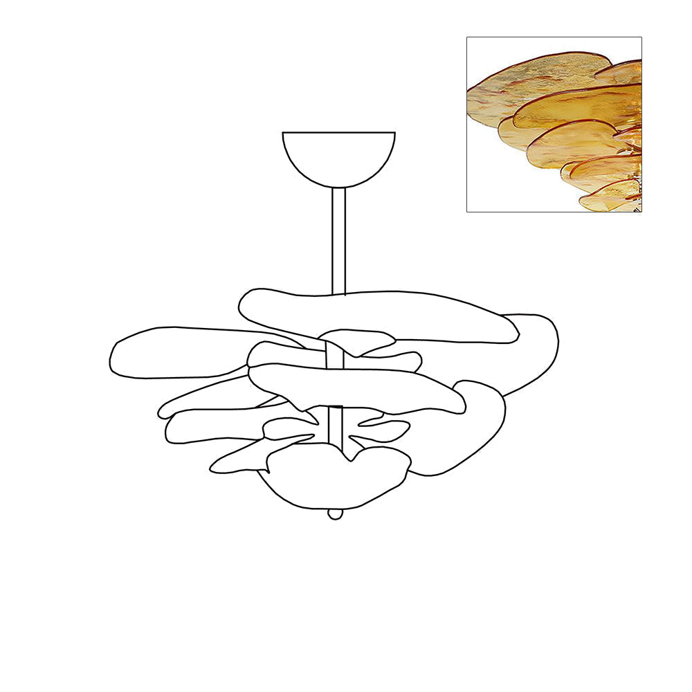 Petals Gold Murano Chandelier 8-lights ∅ 21.6″ x H 8.6″ / Amber & Gold 1001 Chandelier