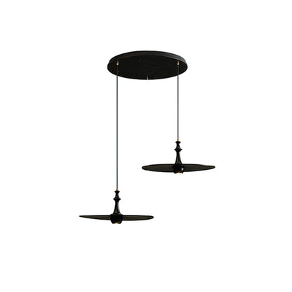 Spindle Disc Pendant Lamp Round canopy 2 heads: ∅ 11.8″ x H 9.1″ / Black Pendant light