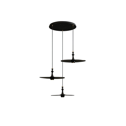 Spindle Disc Pendant Lamp Round canopy 3 heads: ∅ 11.8″ x H 59.1″ / Black Pendant light