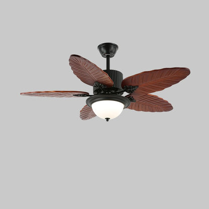 Banana Leaves 48’’/52’’ Ceiling Fan Light ∅ 52″ X H 11.8″ / Model A4 Walnut Wood Grain & Black Ceiling fan light