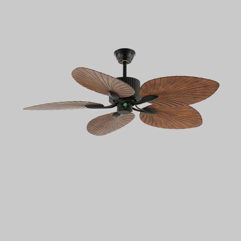 Banana Leaves 48’’/52’’ Ceiling Fan Light ∅ 52″ X H 11.8″ / Model B1 Nature Wood Grain & Black Ceiling fan light