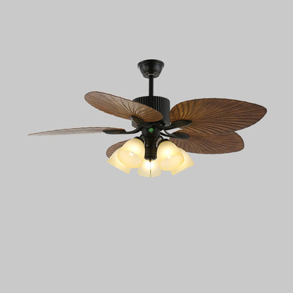 Banana Leaves Ceiling Fan Light ∅ 52″ X H 11.8″ / Model C Nature Wood Grain & Black 1001 Ceiling fan light