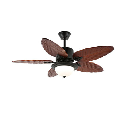 Banana Leaves 48’’/52’’ Ceiling Fan Light ∅ 48″ X H 11.8″ / Model A4 Walnut Wood Grain & Black Ceiling fan light