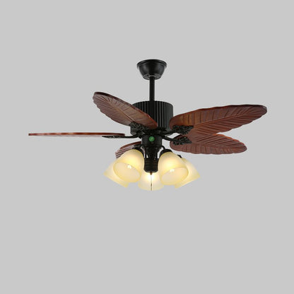 Banana Leaves 48’’/52’’ Ceiling Fan Light ∅ 52″ X H 11.8″ / Model A3 Walnut Wood Grain & Black Ceiling fan light