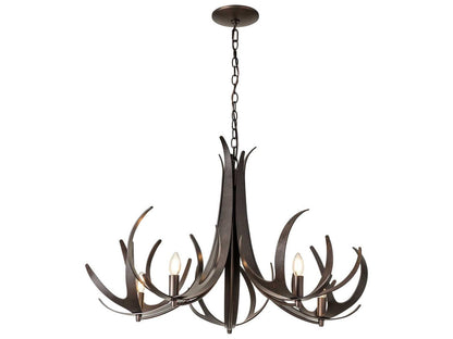 Hubbardton Forge Caribou 5-Light Candelabra Chandelier Hand-Forged Steel