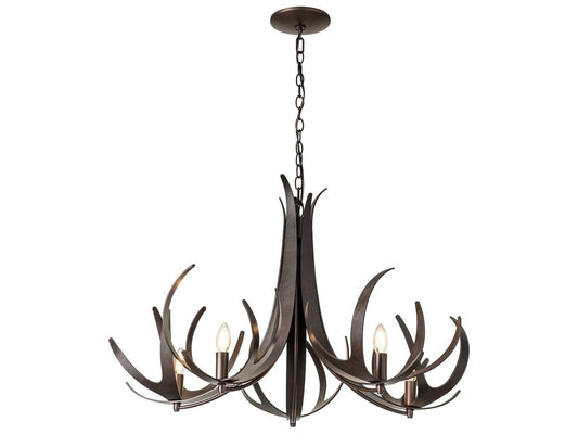 Hubbardton Forge Caribou 5-Light Candelabra Chandelier Hand-Forged Steel