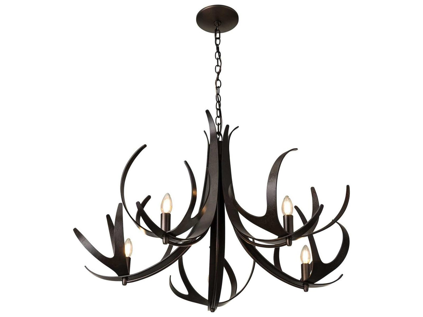 Hubbardton Forge Caribou 5-Light Candelabra Chandelier Hand-Forged Steel