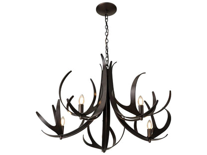 Hubbardton Forge Caribou 5-Light Candelabra Chandelier Hand-Forged Steel