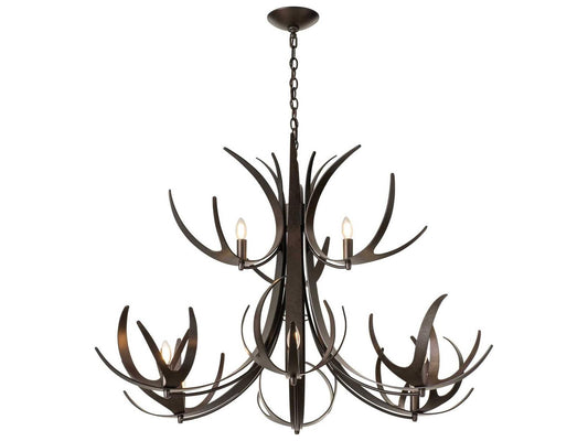 Hubbardton Forge 9-Light Caribou Tiered Chandelier