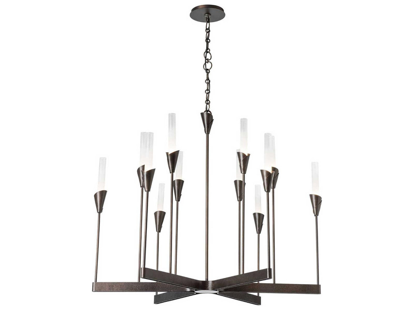 Hubbardton Forge 12-Light Lilium Chandelier with Frosted Gradient Glass
