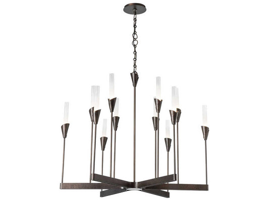 Hubbardton Forge 12-Light Lilium Chandelier with Frosted Gradient Glass