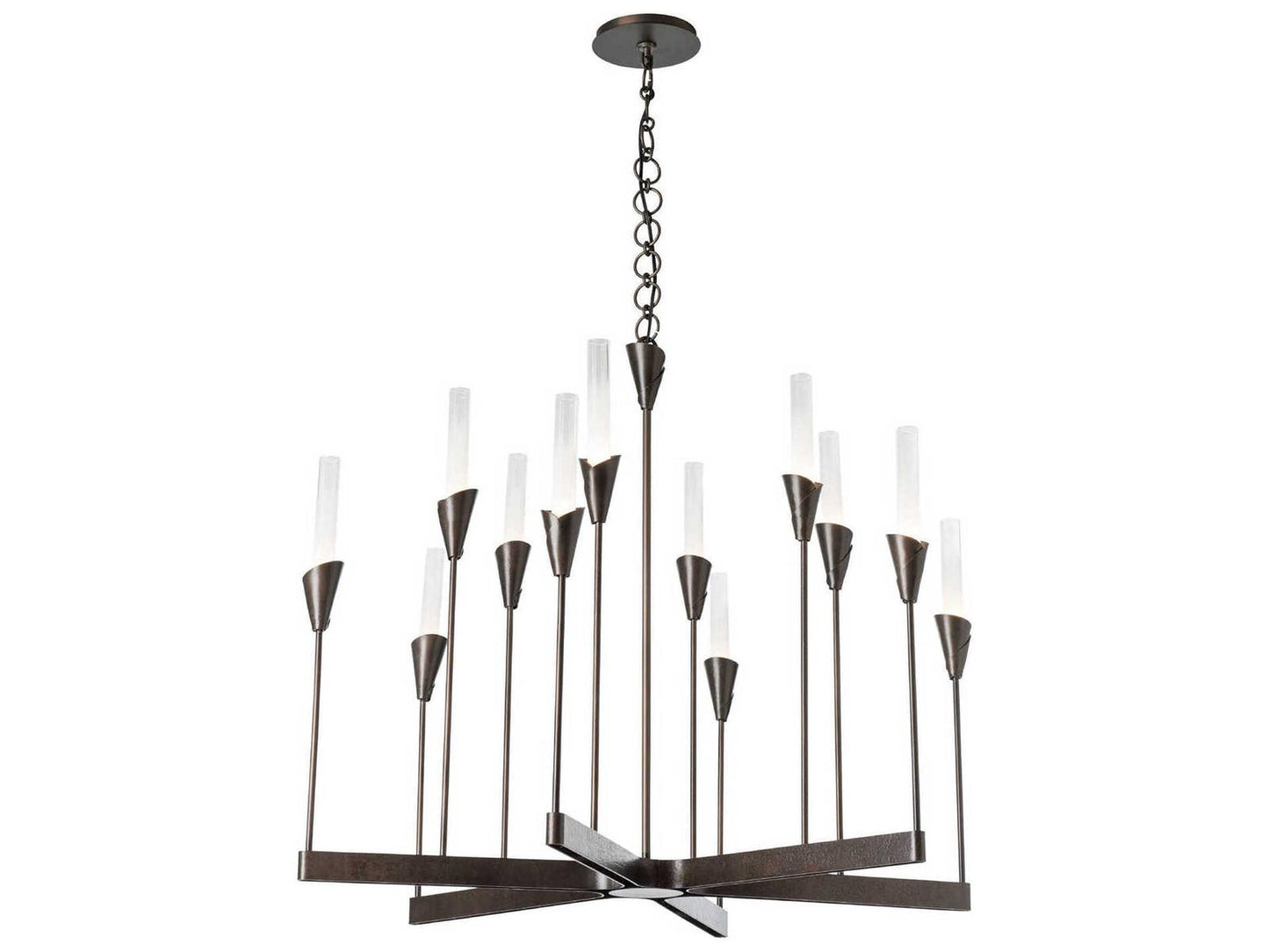 Hubbardton Forge 12-Light Lilium Chandelier with Frosted Gradient Glass