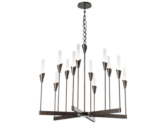 Hubbardton Forge 12-Light Lilium Chandelier with Frosted Gradient Glass