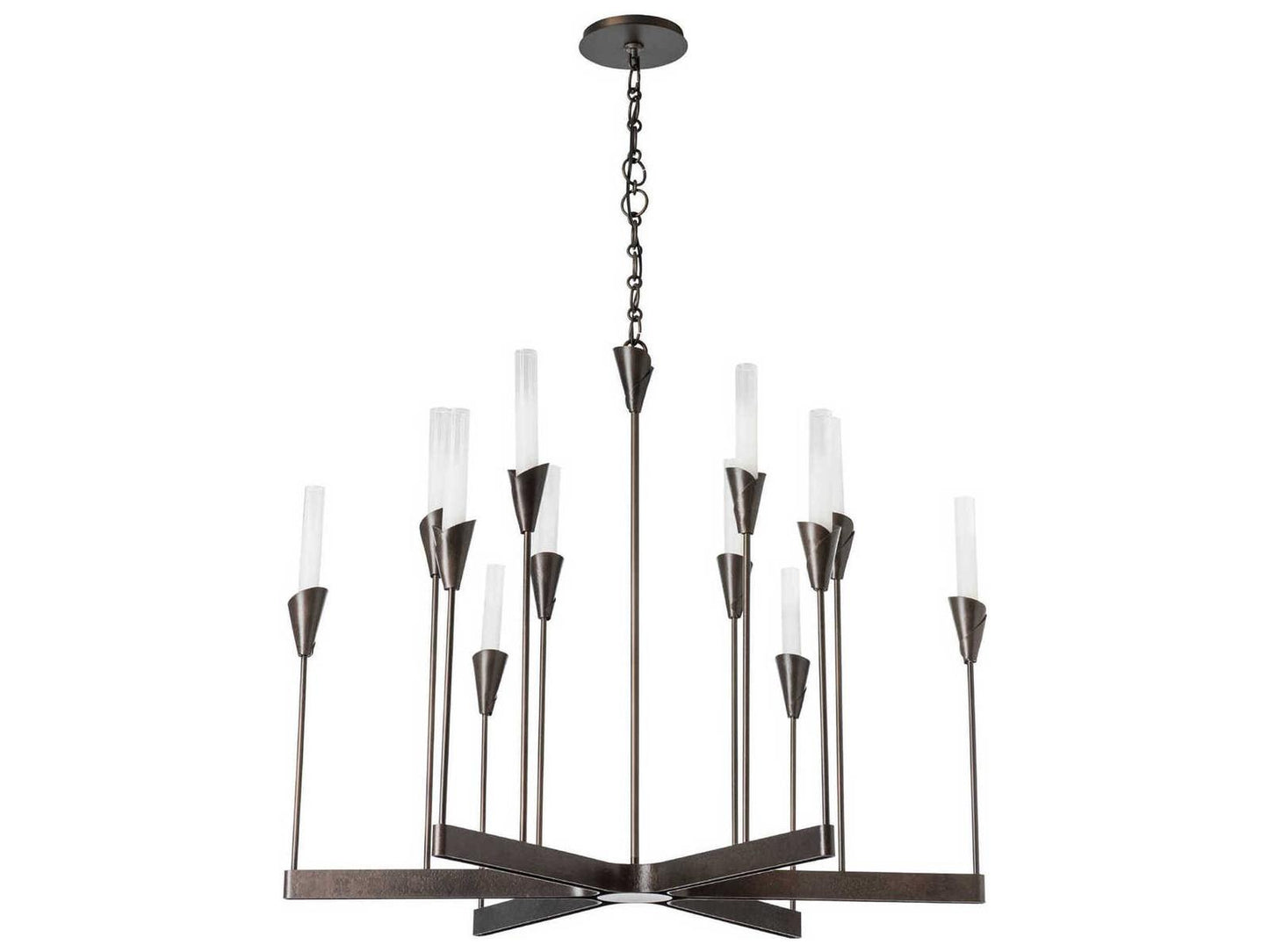 Hubbardton Forge 12-Light Lilium Chandelier with Frosted Gradient Glass