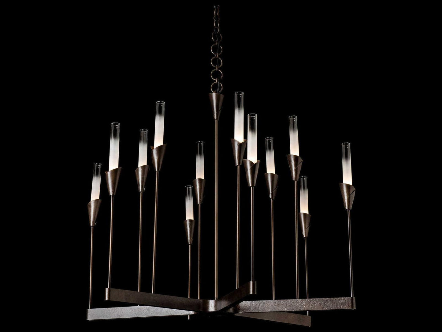 Hubbardton Forge 12-Light Lilium Chandelier with Frosted Gradient Glass