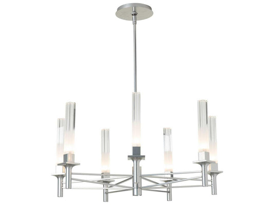 Hubbardton Forge 7-Light Truss Chandelier with Frosted Cylinder Shades