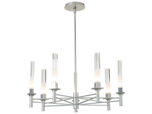 Hubbardton Forge 7-Light Truss Chandelier with Frosted Cylinder Shades
