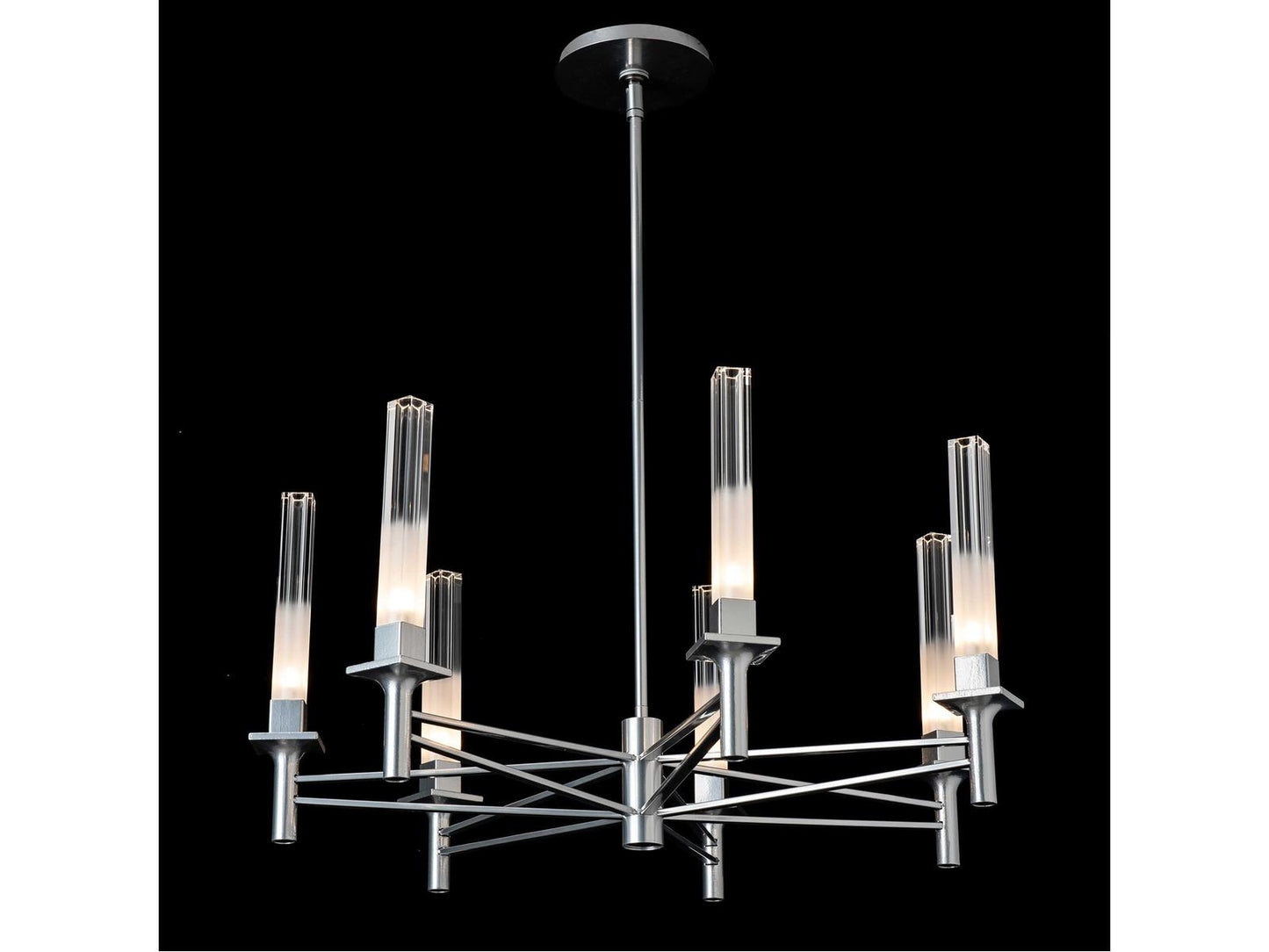 Hubbardton Forge 7-Light Truss Chandelier with Frosted Cylinder Shades