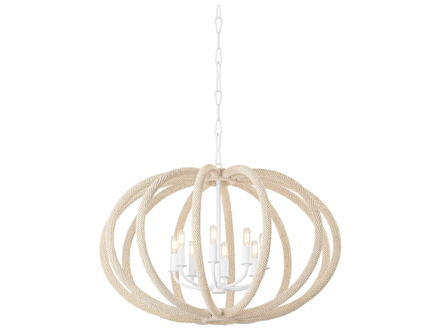 Hudson Valley 6-Light Lewiston Chandelier in White Plaster with Coco Beads