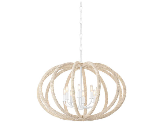Hudson Valley 6-Light Lewiston Chandelier in White Plaster with Coco Beads