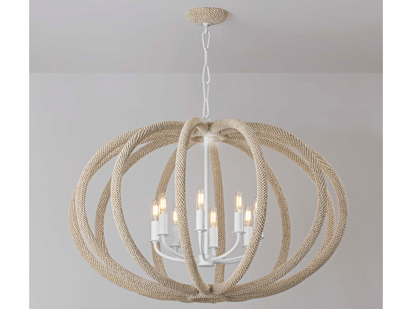 Hudson Valley 6-Light Lewiston Chandelier in White Plaster with Coco Beads