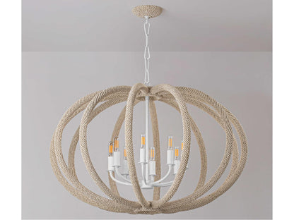 Hudson Valley 6-Light Lewiston Chandelier in White Plaster with Coco Beads