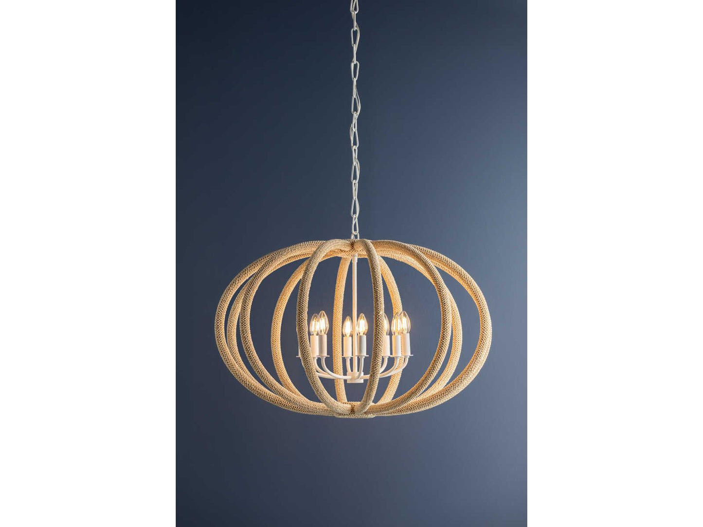 Hudson Valley 6-Light Lewiston Chandelier in White Plaster with Coco Beads
