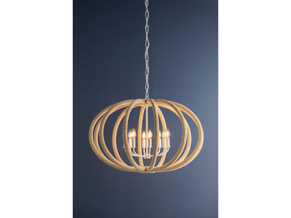 Hudson Valley 6-Light Lewiston Chandelier in White Plaster with Coco Beads