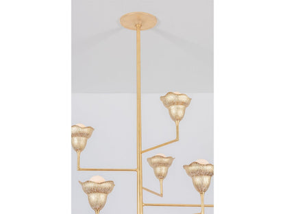 Hudson Valley Alora 9-Light Vintage Gold Leaf Gilded Ivory Tiered Chandelier