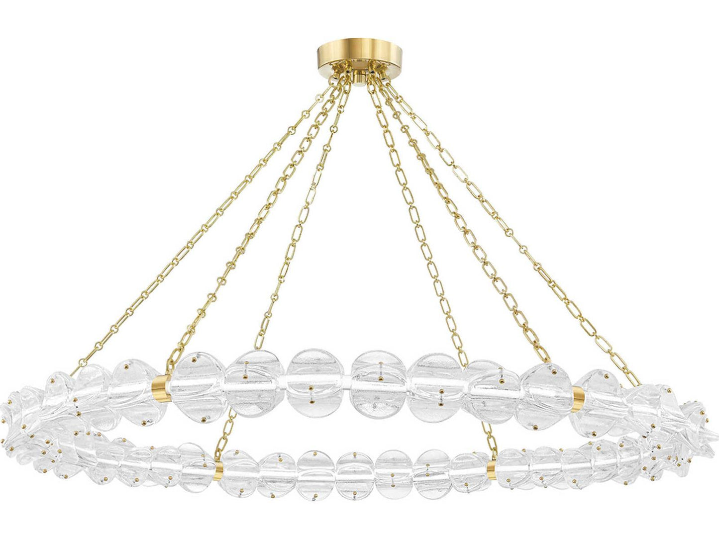 Hudson Valley 1-Light Lindley Aged Brass Etched Glass LED Chandelier
