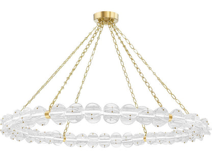 Hudson Valley 1-Light Lindley Aged Brass Etched Glass LED Chandelier