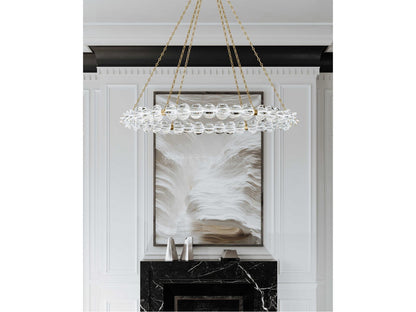 Hudson Valley 1-Light Lindley Aged Brass Etched Glass LED Chandelier