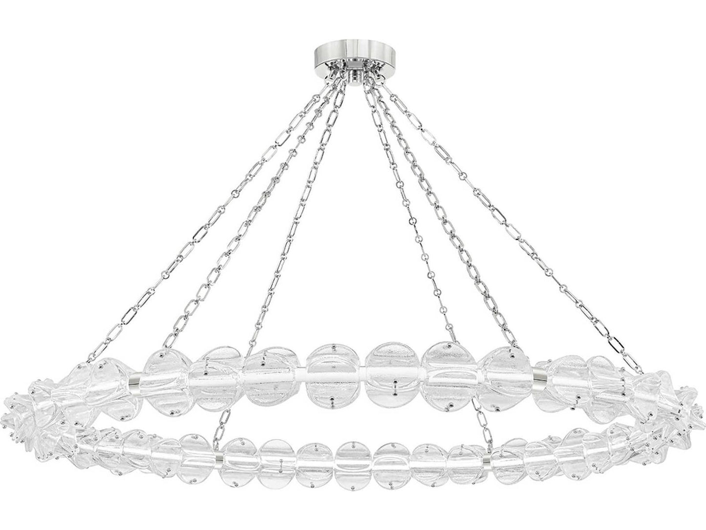 Hudson Valley Lindley LED Ring Chandelier in Polished Nickel with Etched Glass
