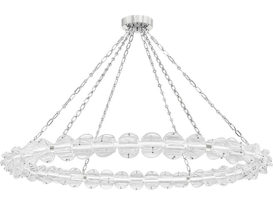 Hudson Valley Lindley LED Ring Chandelier in Polished Nickel with Etched Glass