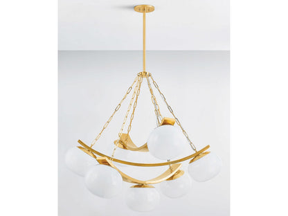 Hudson Valley Duxbury 7-Light Globe Chandelier in Aged Brass