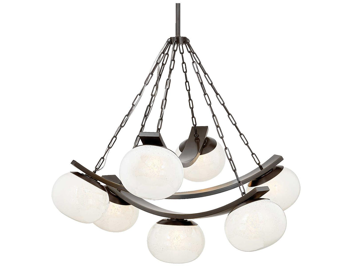 Hudson Valley Duxbury 7-Light Distressed Bronze Chandelier with Cloud Seedy Glass