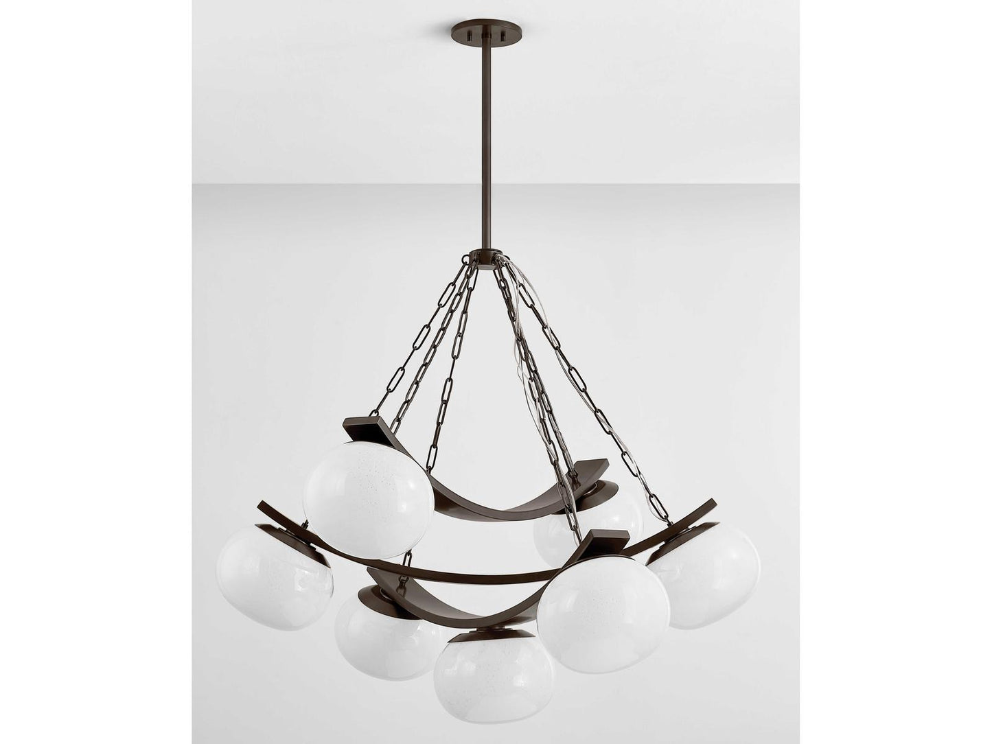 Hudson Valley Duxbury 7-Light Distressed Bronze Chandelier with Cloud Seedy Glass