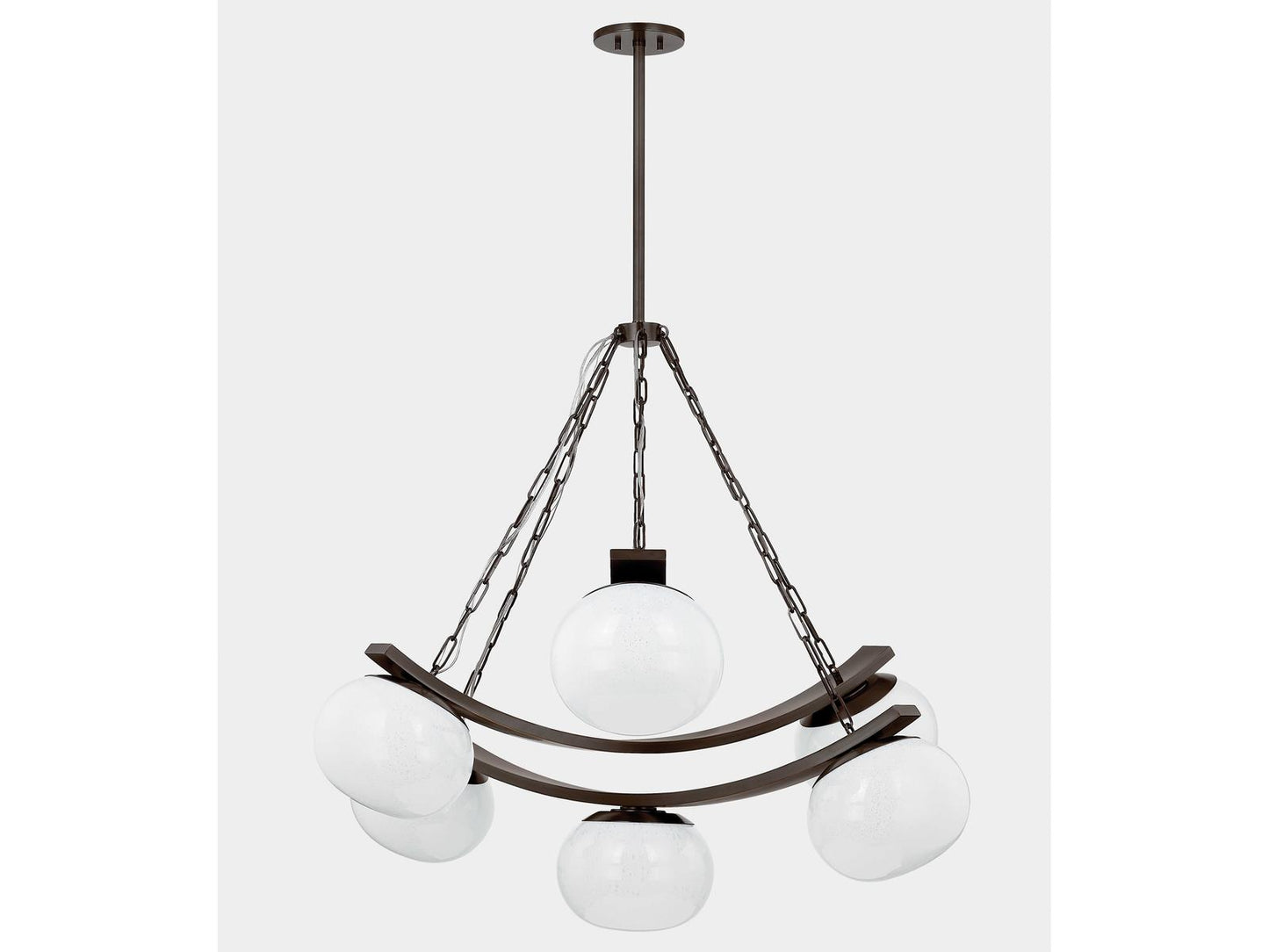 Hudson Valley Duxbury 7-Light Distressed Bronze Chandelier with Cloud Seedy Glass