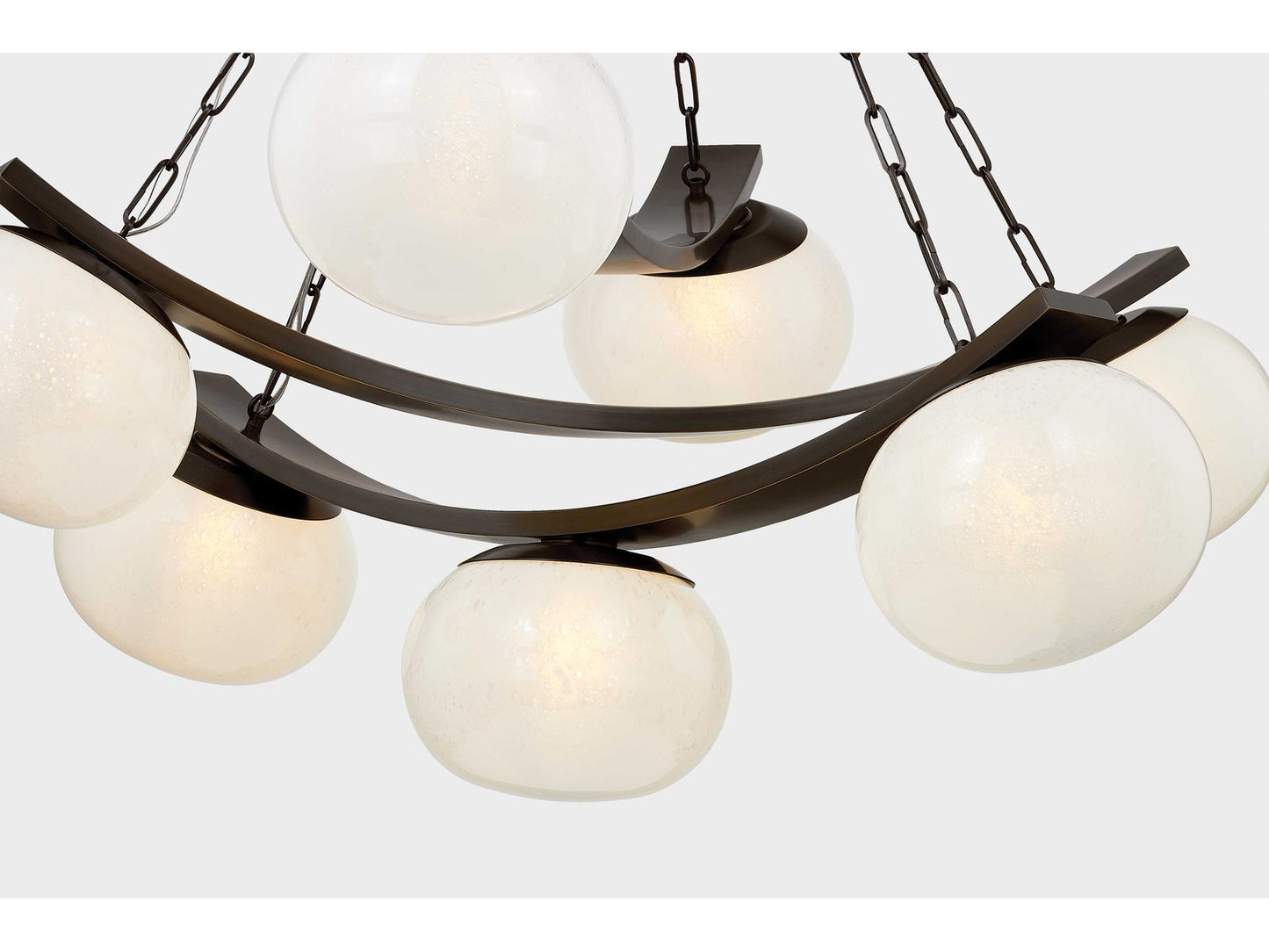Hudson Valley Duxbury 7-Light Distressed Bronze Chandelier with Cloud Seedy Glass