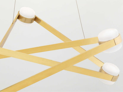 Hudson Valley Orbit 6-Light Integrated LED Chandelier in Aged Brass with Opal Glass