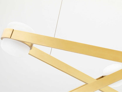 Hudson Valley Orbit 6-Light Integrated LED Chandelier in Aged Brass with Opal Glass