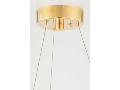 Hudson Valley Orbit 6-Light Integrated LED Chandelier in Aged Brass with Opal Glass