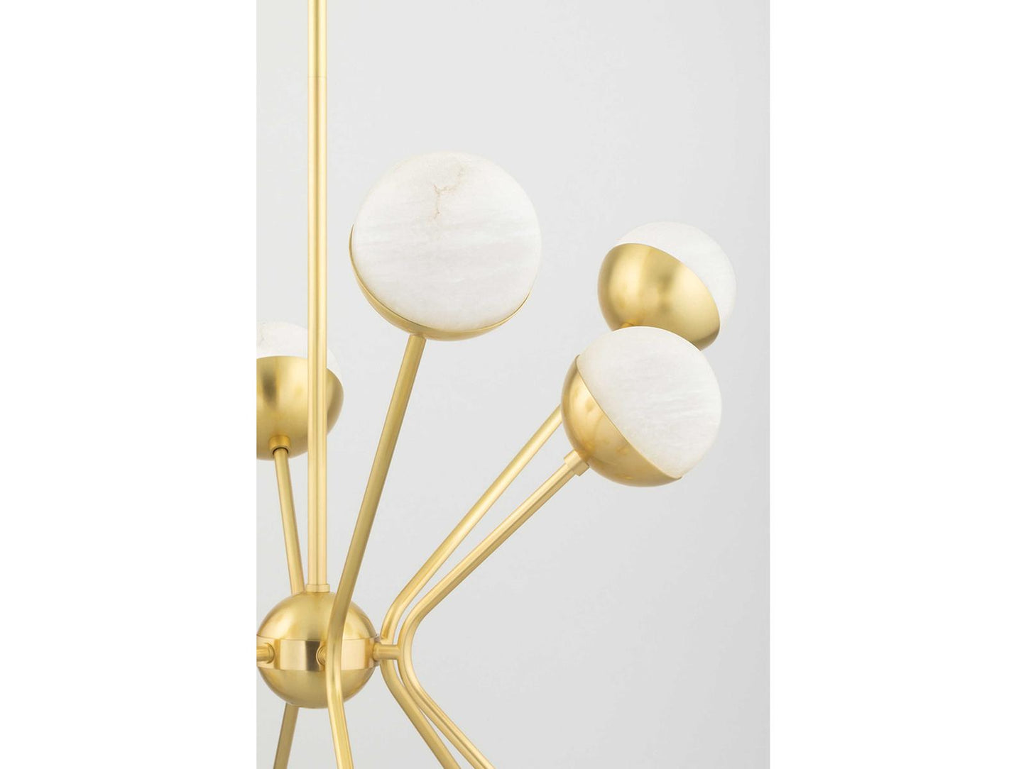 Hudson Valley Saratoga 16-Light Aged Brass LED Linear Chandelier with Alabaster Glass Shades