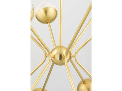 Hudson Valley Saratoga 16-Light Aged Brass LED Linear Chandelier with Alabaster Glass Shades