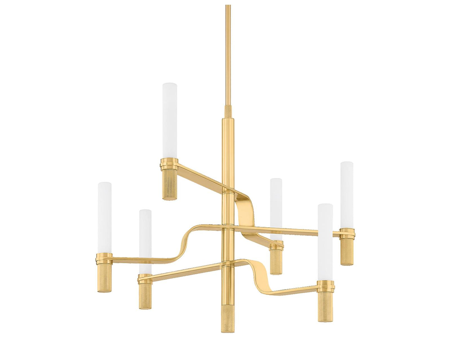 Hudson Valley Allentown 6-Light Modern Integrated LED Chandelier in Aged Brass