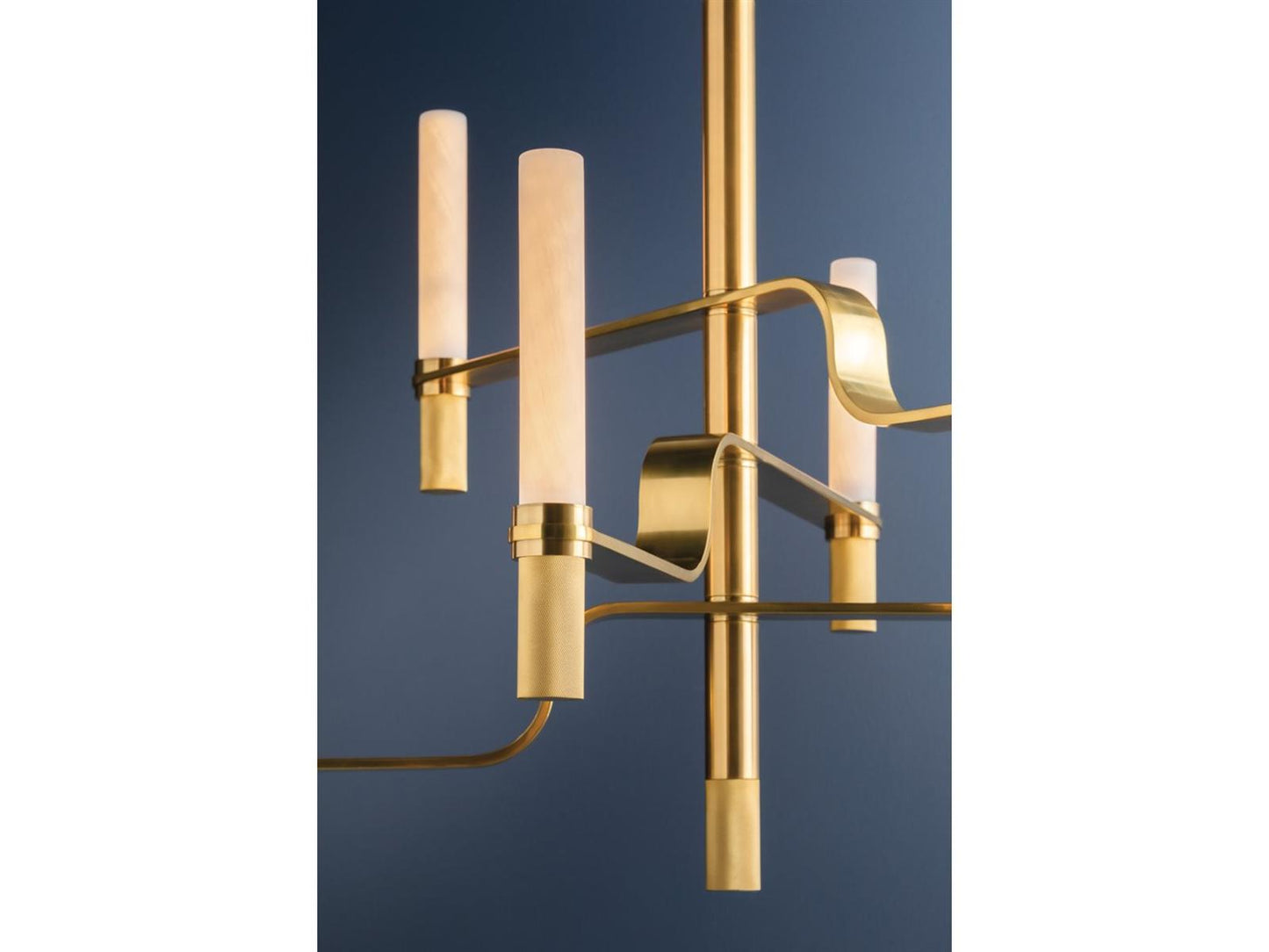 Hudson Valley Allentown 6-Light Modern Integrated LED Chandelier in Aged Brass